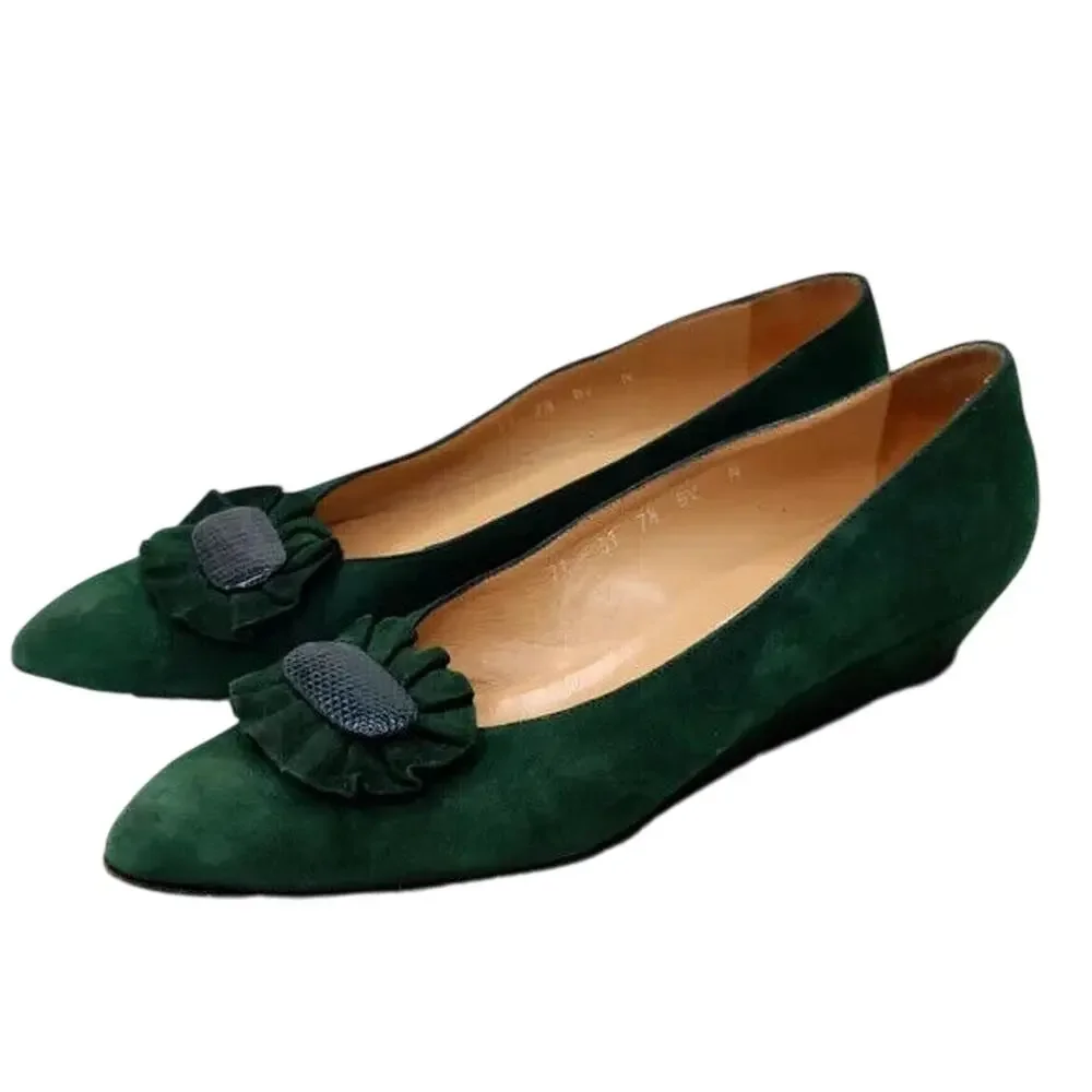 Green Vintage Bottega Veneta Pointed Toe pump sz 7.5 N